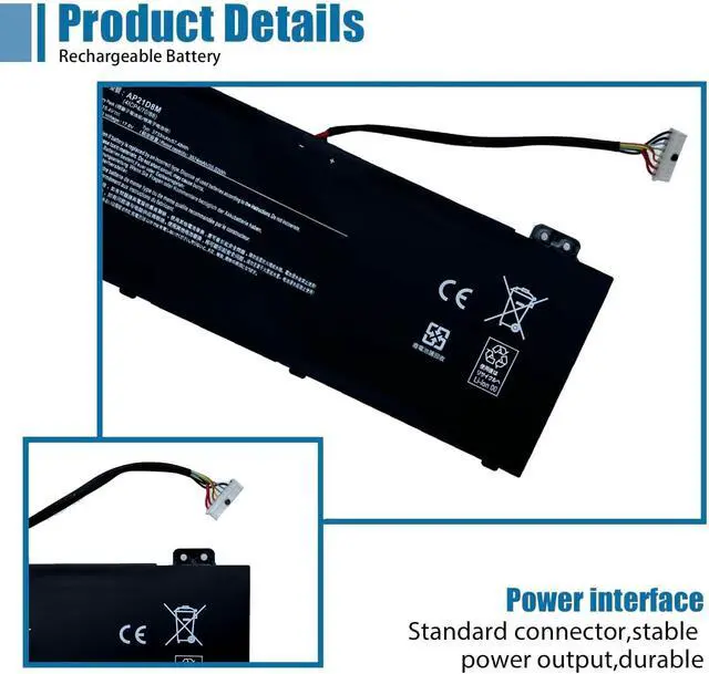 Alt view image 3 of 6 - AP21D8M Laptop Battery Replacement for Acer Nitro V 15 ANV15-51 Nitro 5 AN515-46 AN515-47 AN515-58 Nitro 16 AN16-51 AN515-58-56CL AN16-51-74BV Series 15.4V 3733mAh 57.48Wh