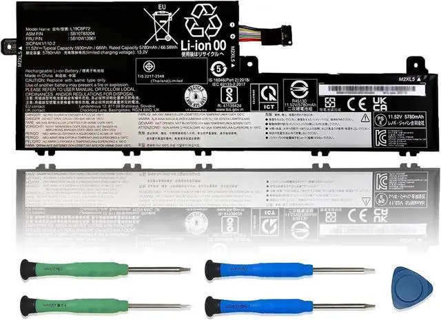 Main image of L19C6P72 Laptop Battery Replacement for Lenovo ThinkPad T15p gen1 gen2 gen3 / ThinkPad P15V gen1 gen2 gen3 Series L19L6P72 5B10W13961 5B11M90089 5B10W13960 11.52V 68Wh 5930mAh