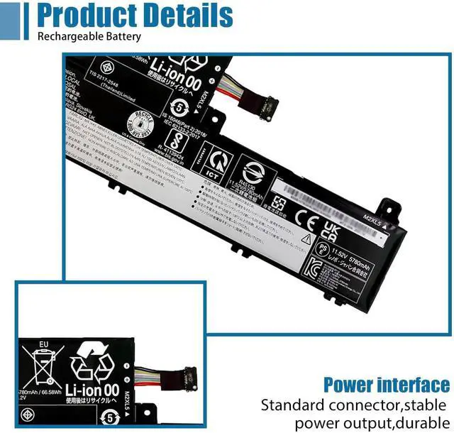 Alt view image 3 of 6 - L19C6P72 Laptop Battery Replacement for Lenovo ThinkPad T15p gen1 gen2 gen3 / ThinkPad P15V gen1 gen2 gen3 Series L19L6P72 5B10W13961 5B11M90089 5B10W13960 11.52V 68Wh 5930mAh
