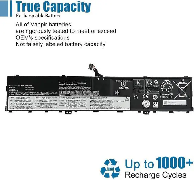 Alt view image 5 of 6 - L20M4P75 Laptop Battery Replacement for Lenovo ThinkPad P1 Gen 4 20Y3 20Y4 P1 Gen 5 ThinkPad X1 Extreme 4th Gen 20Y5 X1 Extreme Gen 5 SB11B79215 5B11B79217 Series 15.52V 90.1Wh 5805mAh