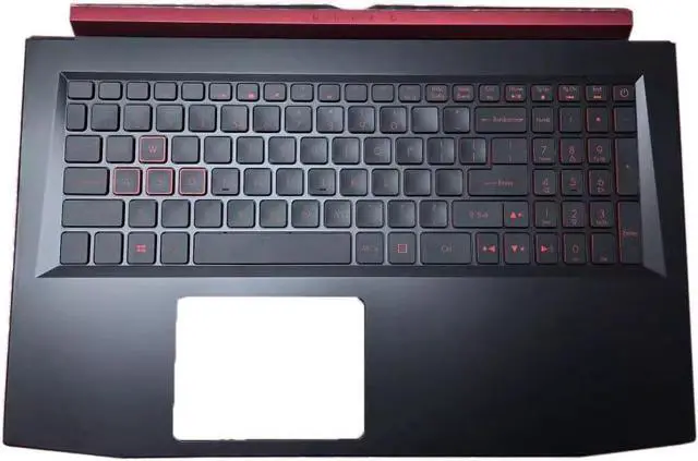 Main image of (Glossy Version) PalmRest&Keyboard for ACER Nitro 5 AN515-53 AN515-53-52FA/55H5 AN515-53-7366/7968 English US Black New with Red Hinge Cover Compatible Laptop