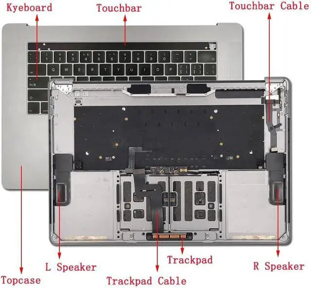 Alt view image 2 of 2 - A1990 Top case Keyboard Replacement for MacBook Pro (15-inch, 2018-2019) 661-13163, 661-13164, 661-10345, 661-10347 (Genuine) (Space Gray)