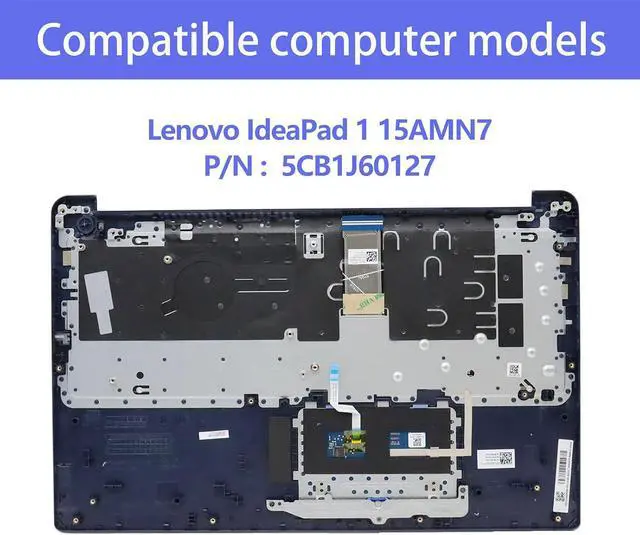 Alt view image 2 of 7 - 5CB1J60127 Replacement for Lenovo IdeaPad 115AMN7 Laptop Upper Top Cover Case Palmrest Backlit US Keyboard Touchpad Assembly Part