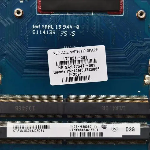 Alt view image 2 of 3 - L71931-601 for Pavilion 15-EC 15-EC0037NW Laptop Motherboard R7 3750H CPU GTX1660TI 6GB 100% Full Tested