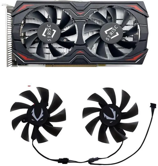Alt view image 2 of 5 - 2Pcs/Set CF9015H12S,Graphics Card Fan XY-D09015B,VGA Cooler for 51Risc RX580 8G for Gaming for SHELI 51RISC RX 580 DE 8GB 2048SP Easy to Replace(CF9015H12S)