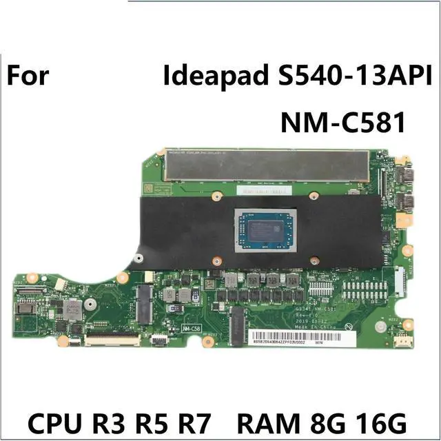 Alt view image 2 of 6 - GS341 NM-C581 Laptop Mainboard, Compatible for Lenovo IdeaPad S540-13API with R3 R5 R7 AMD CPU 8G 16G RAMMain Control Board Replacement(R5-3350H 16G-RAM)