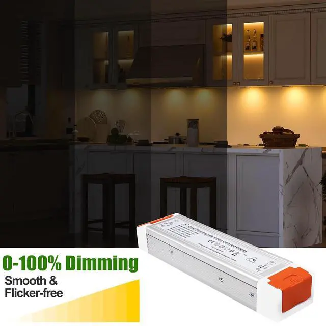 Alt view image 3 of 7 - 120W Dimmable LED Driver AIBOO Transformer 120V AC to 12V DC Power Supply with Removable AC Cord Compatible with Dimmer Switch for LED Strip Lights LED Module LED Neon Sign