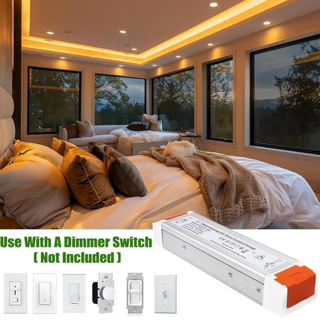 Alt view image 5 of 7 - 120W Dimmable LED Driver AIBOO Transformer 120V AC to 12V DC Power Supply with Removable AC Cord Compatible with Dimmer Switch for LED Strip Lights LED Module LED Neon Sign