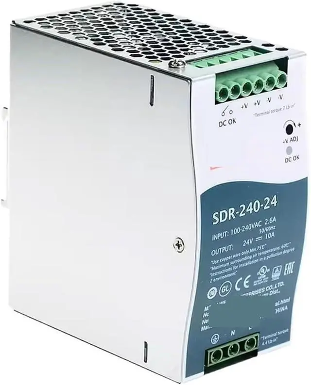 Alt view image 2 of 4 - 1pcs SDR-240 SDR-240-24 SDR-240-48 24V Rail 24/48V DC Switching Power Supply 240W Active PFC Industrial DC(SDR-240-24 24V)