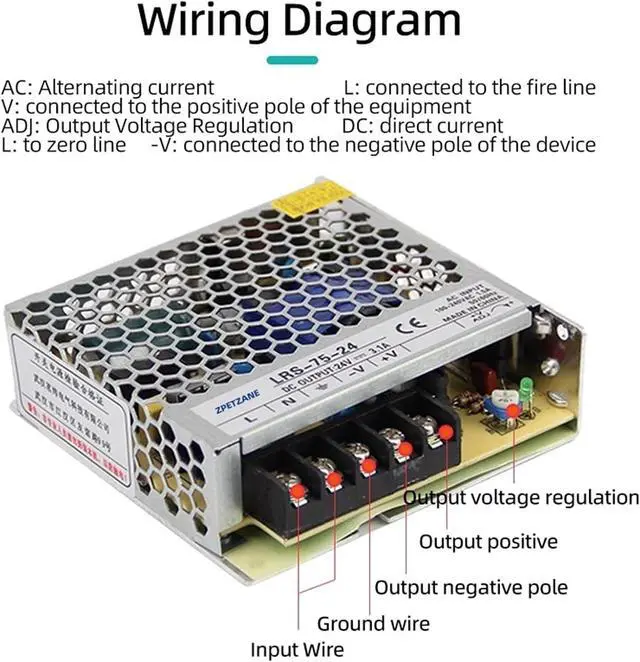 Alt view image 4 of 5 - DC Switching Power Supply 35/50/75/100W 220V to 12/24V Short Circuit/Overload/overvoltage Protection(LRS-75-12)