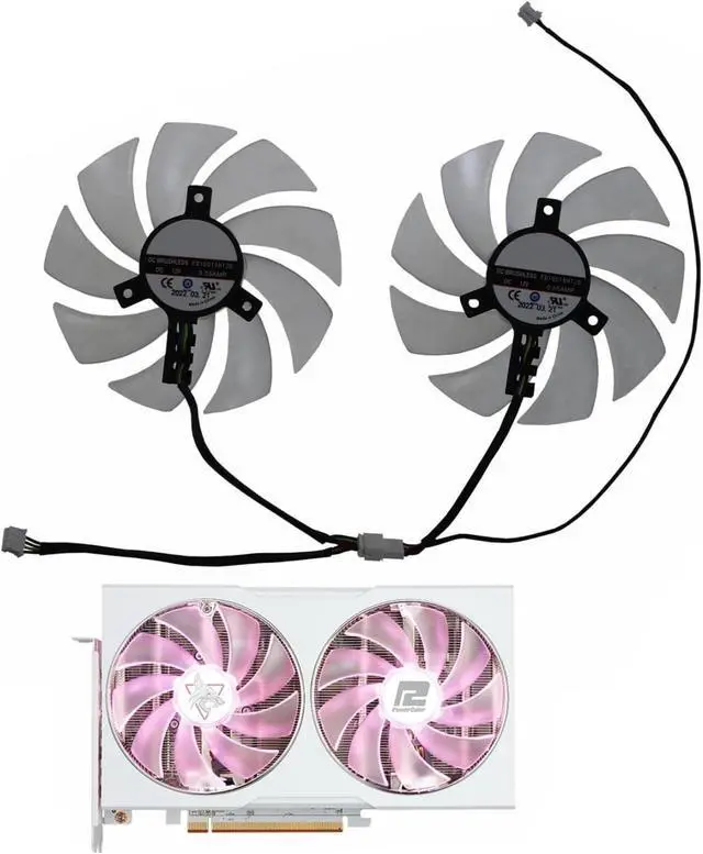 Alt view image 2 of 2 - 98MM FD10015H12D DC12V 0.55AMP 4-Pin Graphics Card Fan, Compatible For Powercolor RADEON RX 6650 XT Fan