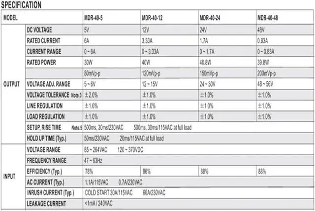 Alt view image 3 of 3 - Switching Power Supply MDR-40-5 MDR-40-12 MDR-40-24 MDR-40-48(MDR-40-24)
