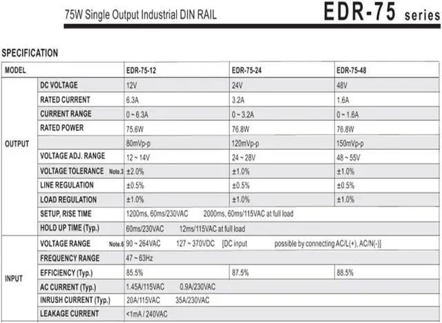 Alt view image 2 of 2 - Switching Power Supply EDR-75-12 EDR-75-24 EDR-75-48(EDR-75-48)