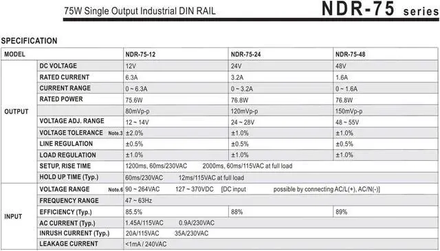 Alt view image 2 of 2 - Switching Power Supply NDR-75-12 NDR-75-24 NDR-75-48(NDR-75-12V 6.3A)