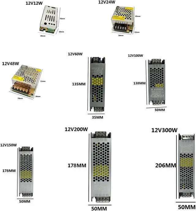 Alt view image 3 of 5 - Switching Power Supply AC-DC LED Power Supply 110V 220V to 12V 24V 48V 60W 100W 300W for LED Strip Light(12V_200W)