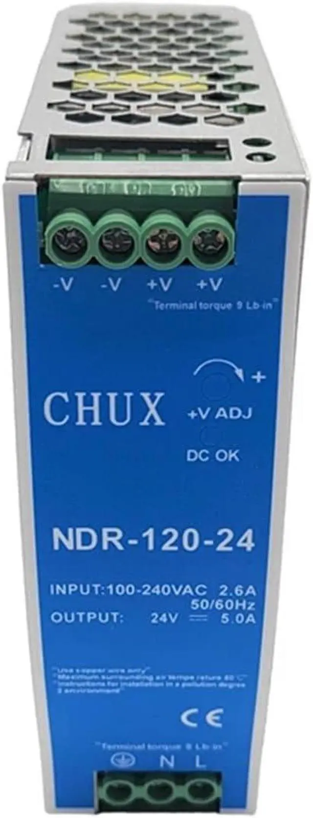 Alt view image 4 of 5 - 120W 24V Industrial Switching Power Supply Ultra-Slim Step Shape DIN Rail Type NDR-120W-24V 100V-220V SMPS