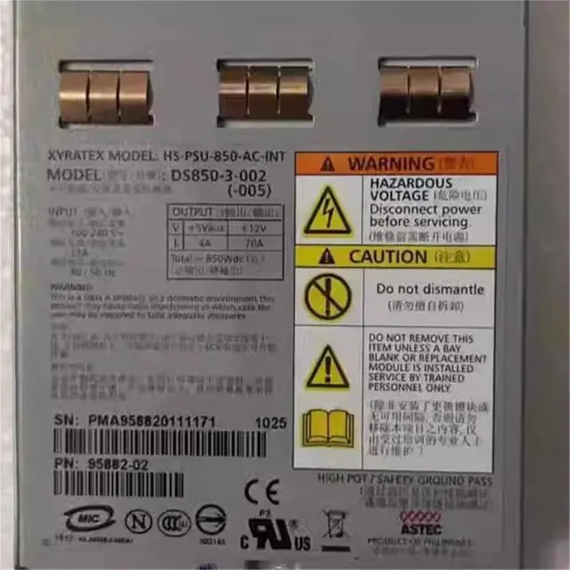 Alt view image 2 of 3 - Industrial Switch Power Supply HS-PSU-850-AC-INT 850W DS850-3-002 PSU Server Power Supply for 95882-02/04/05