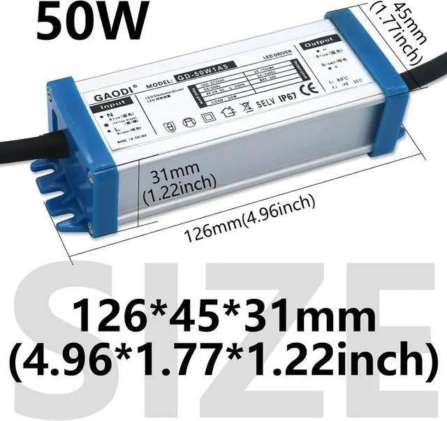 Alt view image 3 of 5 - Waterproof Lighting AC 220V to DC 24-36V 50W 100W Constant Current Switching LED Driver 1500mA 3000mA Power Supply(100W 3000mA)