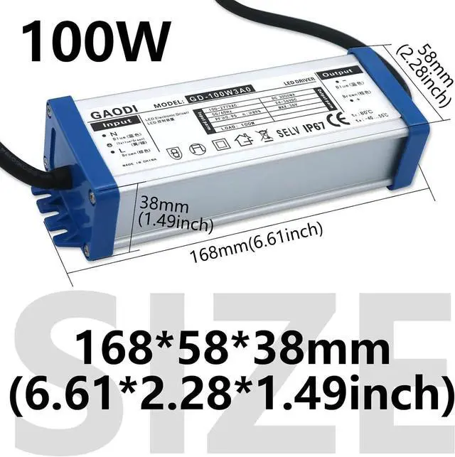 Alt view image 5 of 5 - Waterproof Lighting AC 220V to DC 24-36V 50W 100W Constant Current Switching LED Driver 1500mA 3000mA Power Supply(100W 3000mA)