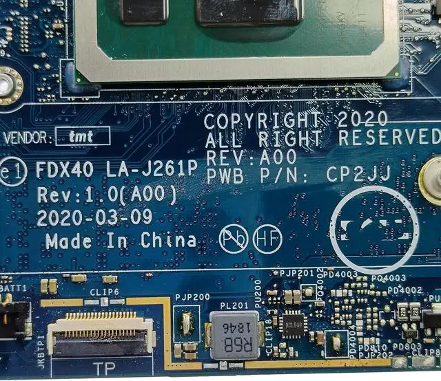 Alt view image 6 of 7 - Replacement for Dell Latitude 7410 Motherboard FDX40 LA-J261P System Board i7-10610U Processor 32GB RAM 0201F7 201F7