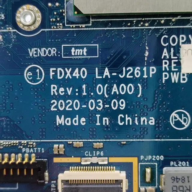 Alt view image 6 of 7 - Replacement for DELL Latitude 7410 Motherboard FDX40 LA-J261P System Board i7-10810U Processor 16GB RAM 01FWJP 1FWJP