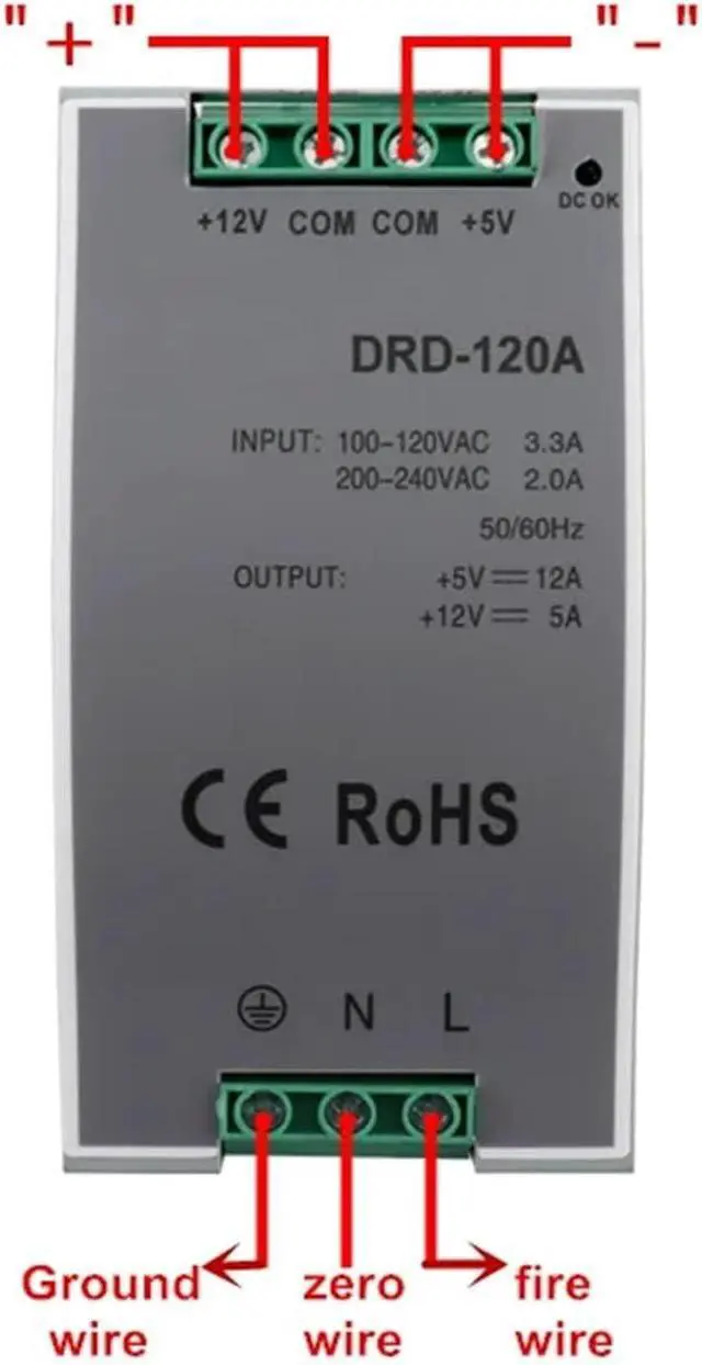Alt view image 5 of 6 - 30W 60W 100W 120W Dual Group Output Switching Power Supply 5v 12v 24v Din Rail Type AC DC LED Power Supplies(5V 24V,60W)