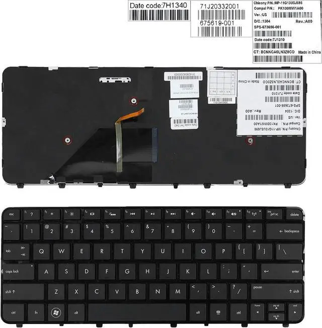 Alt view image 3 of 6 - New for HP Folio 13 13-1000 13-2000 Keyboard Glossy Frame US Backlit 673656-001