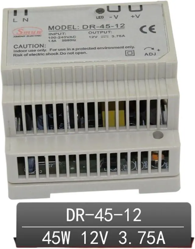 Alt view image 3 of 4 - 45W 12V 3.75A Single Output AC-DC Indoor Din Rail Switching Mode Power Supply DR-45-12