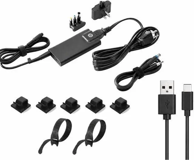 Main image of 65W Slim Travel Charger Kit Compatible with HP 3 Interchangeable Tips 7.4mm 4.5mm 4.8mm Laptop Power Adapter with USB Port for Pavilion Envy EliteBook ProBook ZBook 19.5V 3.33A