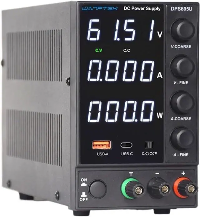 Main image of 1PCS Adjustable Power Supply 30V 10A 60V 5A with USB & Type C Regulated Switching Lab Bench Power Supply(DPS605U 60V 5A)