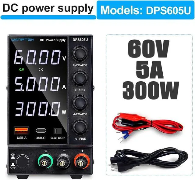 Alt view image 2 of 7 - 1PCS Adjustable Power Supply 30V 10A 60V 5A with USB & Type C Regulated Switching Lab Bench Power Supply(DPS605U 60V 5A)