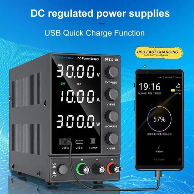 Alt view image 3 of 7 - 1PCS Adjustable Power Supply 30V 10A 60V 5A with USB & Type C Regulated Switching Lab Bench Power Supply(DPS605U 60V 5A)