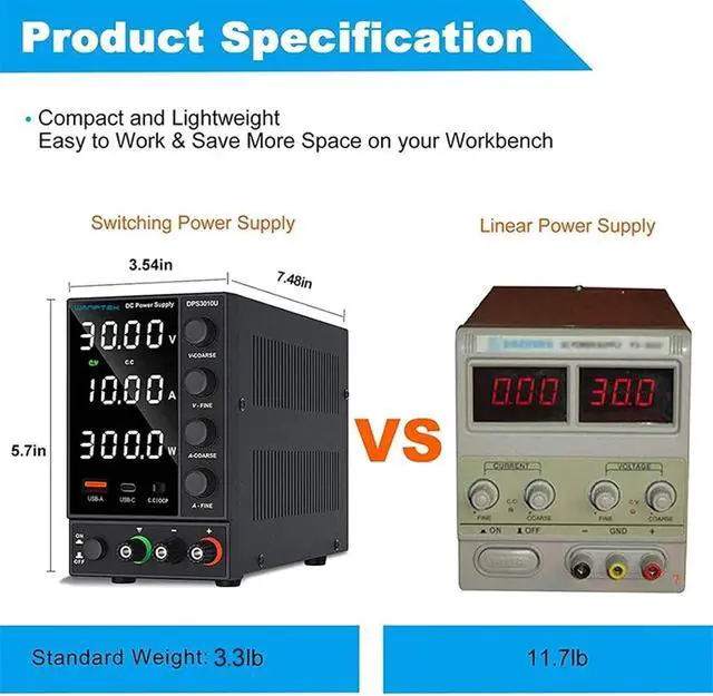 Alt view image 4 of 7 - Adjust Power Supply Adjustable Lab Bench Power 30V 10A 60V 5A AC Switching Stabilized Bench DPS3010U(DPS605U 60V 5A)