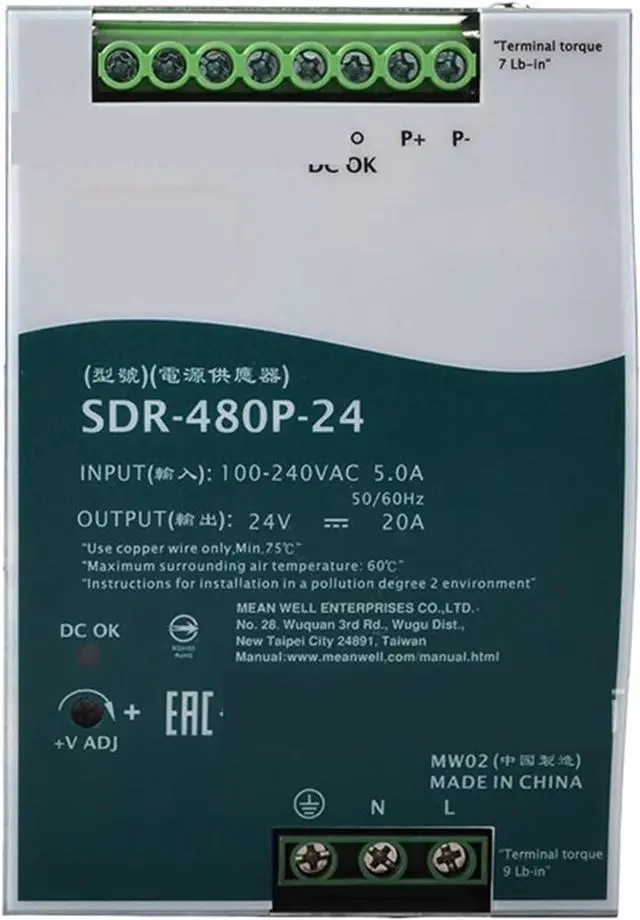 Main image of Switching Power Supply SDR-480-24, SDR-480-48 24/48V DIN Rail DC Switching Power Supply 480W(SDR-480-24)