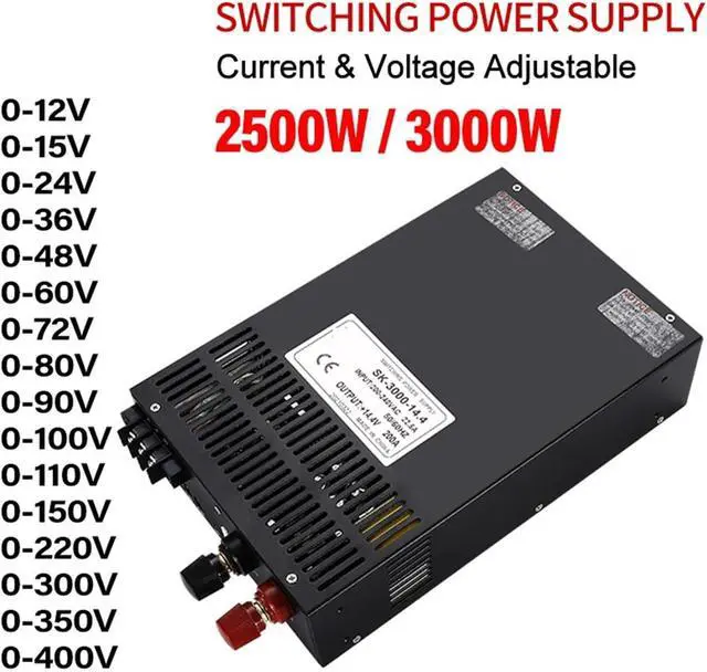 Alt view image 2 of 7 - 2500W 3000W Switching Power Supply AC to DC 0-12V 24V 36V 48V 60V 80V 90V 300V 350V 400V Adjustable DC Converter for RV, Car, Computer, Lab(0-80V,2500W)