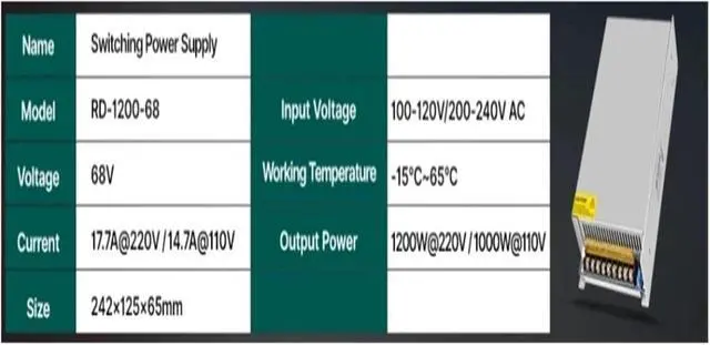 Alt view image 4 of 4 - Switching Power Supply 68V 1500W Adjustable Voltage(1200W PSU Under 220V)