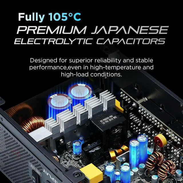 Alt view image 7 of 7 - ORA PRO G1 750W PSU Fully Modular ATX 3.1 Power Supply, PCIe 5.1 12V-2x6 Cable, Cybenetics Gold Certified, 148mm Quiet Fan, Gaming PC Desktop, Black
