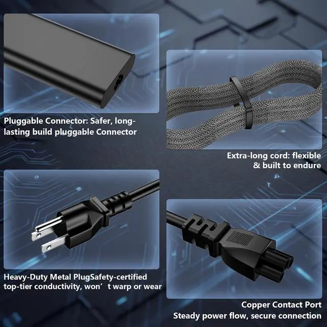 Alt view image 2 of 7 - 100W USB C Charger Compatible with HP Spectre Fold 17 x360 16-aa0047nr Pavilion Plus 14 14-ew1010nr ZBook Firefly 16 G11 G10 G9 Envy 17 TPN-LA31 N57041-001 N56858-001 Power Cord