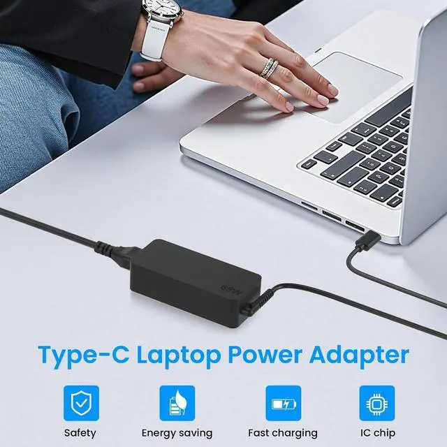 Alt view image 7 of 7 - CGGXJP Universal USB-C 65W 45W AC Replacement Charger for Hp 65W 45W USB-C Laptop Charger,Lenovo Thinkpad/Yoga,Dell Chromebook 3100,Latitude 5420,Asus,Samsung,Acer,Google Series Type C Power Cord