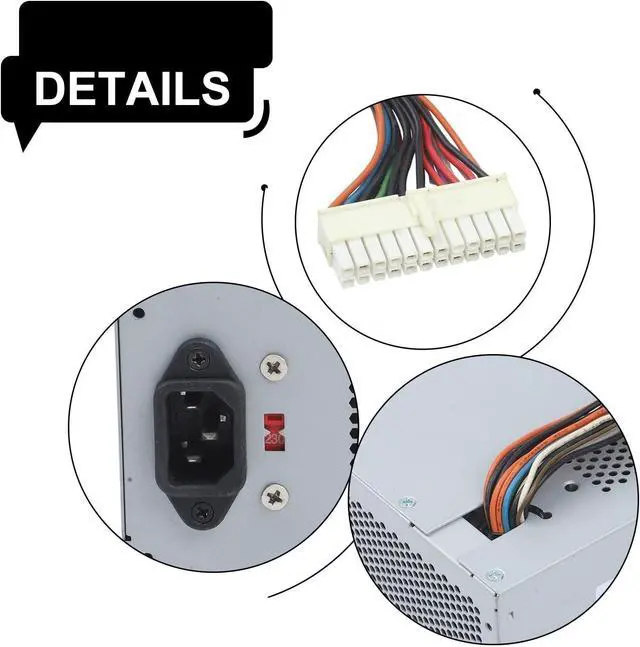 Alt view image 5 of 7 - 305W Desktop ATX Power Supply for Compatible for Dell for Optiplex 360/380/580/745/755/760/780/960 MT, Replaces L305P-01 L305P-03 F305P-00