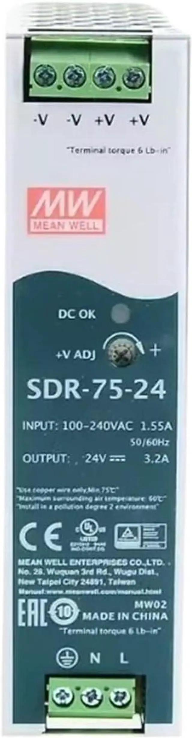 Main image of SDR-75-12 75.6W Single Output Industrial DIN Rail with Power Supply SDR-75 12V 6.3A