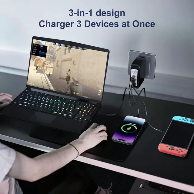 Alt view image 7 of 7 - KingMa 260W Laptop Charger (20V/13A), Portable GaN Foldable Charger for MSI Gaming Laptops, PD 3.0 Fast Charger with 11-40mm Cable, Compatible with MSI Stealth 14 AI/16AI/Creator Pro16 AI
