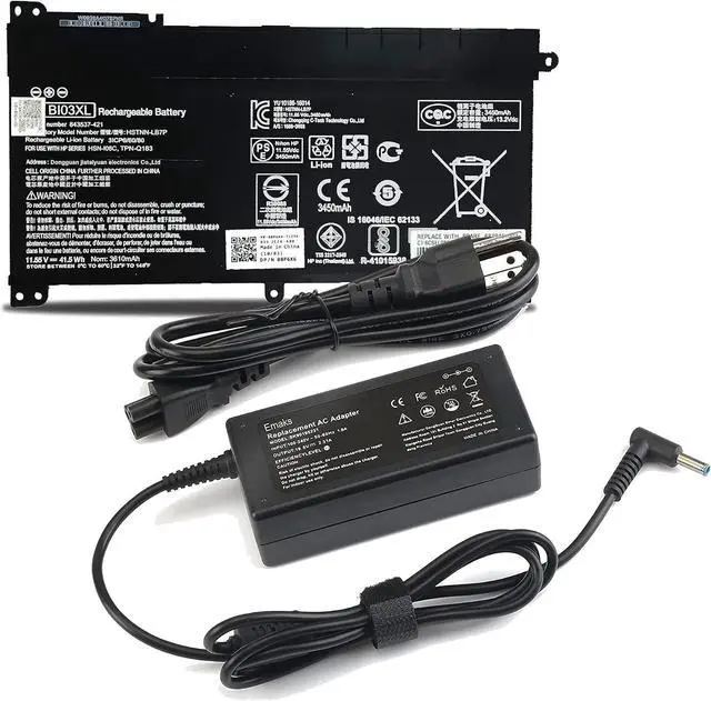 Main image of BI03XL ON03XL Battery and 45W Charger for HP Stream 14-CB 14-AX 14-DS:14-CB185NR CB188NR CB186NR CB172WM CB171WM 14-DS0010DS 14-DS0035NR DS0036NR 14-AX010WM AX020WM;843537-541 844203-850