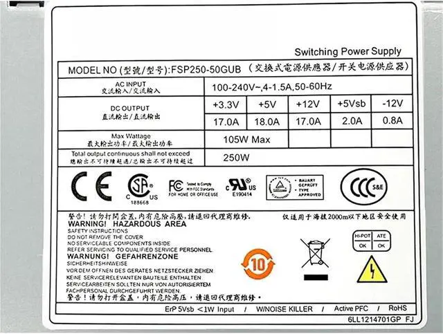Alt view image 4 of 7 - FSP250-50GUB FSP250-50FGNC 250W Flex 1U Silent Power Supply for All-in-one POS Machine Industrial Computer, Etc.(FSP250-50GUB 250w)