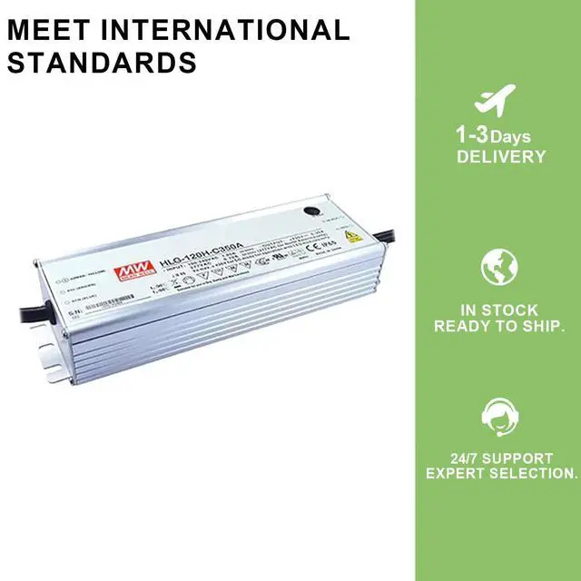 Alt view image 5 of 7 - HLG-120H-C350A 150W Constant Current LED Driver - 90-305VAC Input, 350mA, IP67 Rated - Reliable Industrial Lighting Solution for Warehouses, Factories, and High Bay Applications