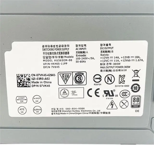 Alt view image 2 of 3 - D365EM-00 HU365EM-00 DPS-365CB A HK465-11PP 07VK45 0T1M43 1PC Power Supply 8Pin+6Pin+4Pin for 3020 9020 7020 3620 365W PSU