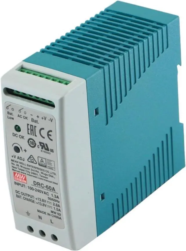 Main image of DIN Rail DRC 60W 13.8V/27.6V UPS Security Power Supply DRC-60 Series Single Output with Battery Charger(DRC-60B 27.6V_60W)