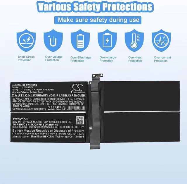 Alt view image 2 of 6 - 4700mAh Battery for Lenovo 21KR000AJP, 21KR000BJP, 21KR000CJP,21KR0018US,ThinkBook 13x Gen 4 IMH (21KR), 5CB1M72403,L23B4PE1, L23C4PE1, L23D4PE1, L23L4PE1,L23M4PE1, L23M4PE1, SB11M35209, SB11M35210