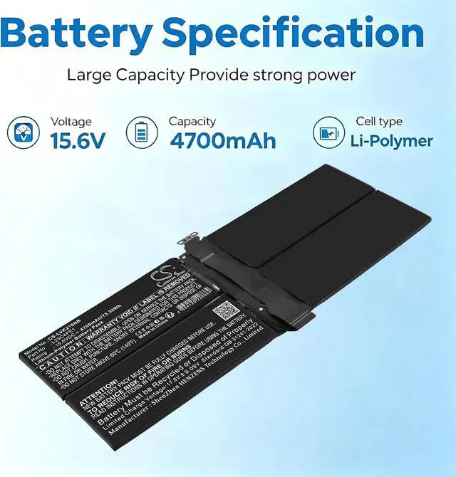 Alt view image 3 of 6 - 4700mAh Battery for Lenovo 21KR000AJP, 21KR000BJP, 21KR000CJP,21KR0018US,ThinkBook 13x Gen 4 IMH (21KR), 5CB1M72403,L23B4PE1, L23C4PE1, L23D4PE1, L23L4PE1,L23M4PE1, L23M4PE1, SB11M35209, SB11M35210