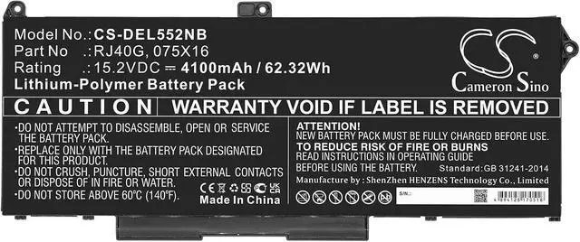 Alt view image 4 of 5 - 4100mAh Battery for DELL Latitude 14 5420, 14 5420 CHKFM, 14 5420 FDTCY, 14 5420 XPC5H,15 5520, 15 5520 39V1H, 15 5520 FPKNM, Precision 15 3560, 15 3560 3H45Y, Precision 15 3560 F3T9T, 075X16, RJ40G